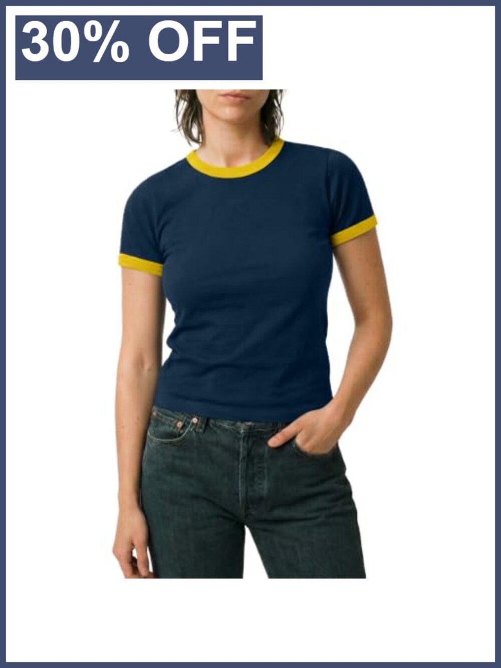 Vintage Ringer Tee - Soft Cotton Blend Crewneck Short Sleeve
